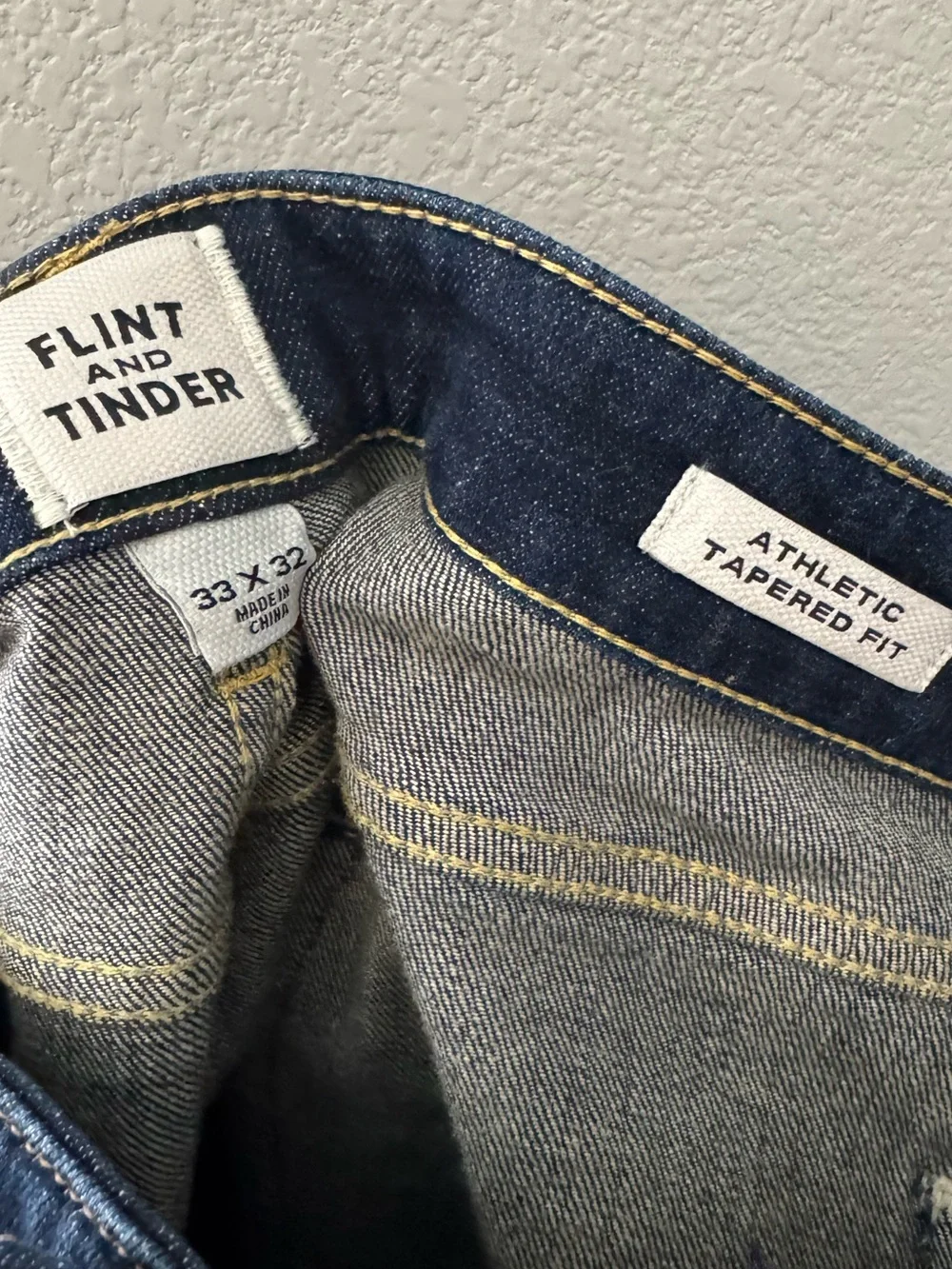 Flint & Tinder Athletic Tapered Selvedge Jean 33 x 31 Dark Denim Classic Minimal